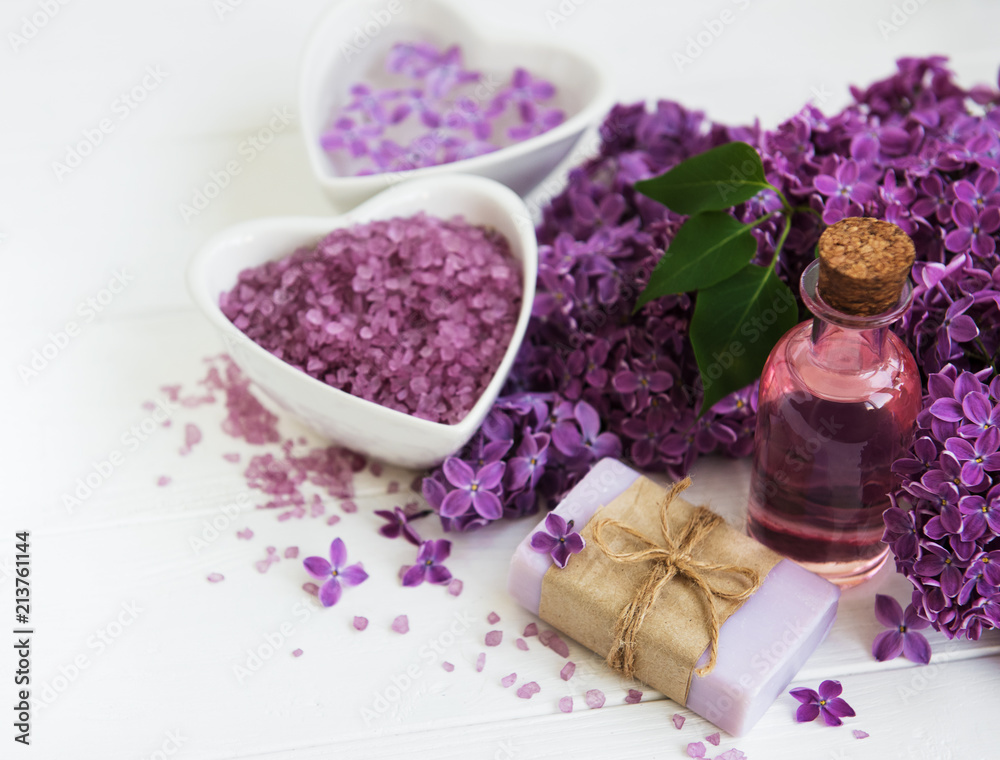 Essential oil with lilac flowers Essential oil with lilac flowers