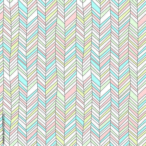 Pastel colored textured chevron ornament geometric abstract seamless pattern, vector