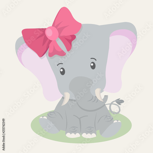 cute elephant baby with big bow © focus_bell