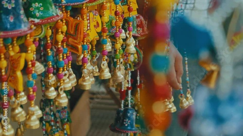 colorful decorative bells in india photo