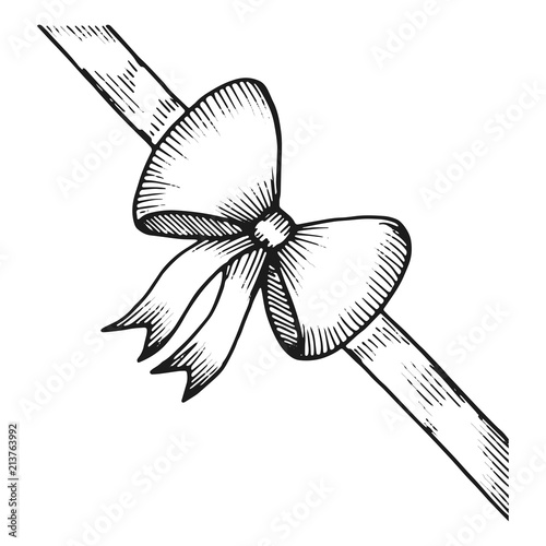 bow festive sketch monochrome. isolated on white background