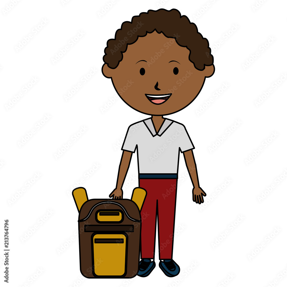 student boy with schoolbag avatar character