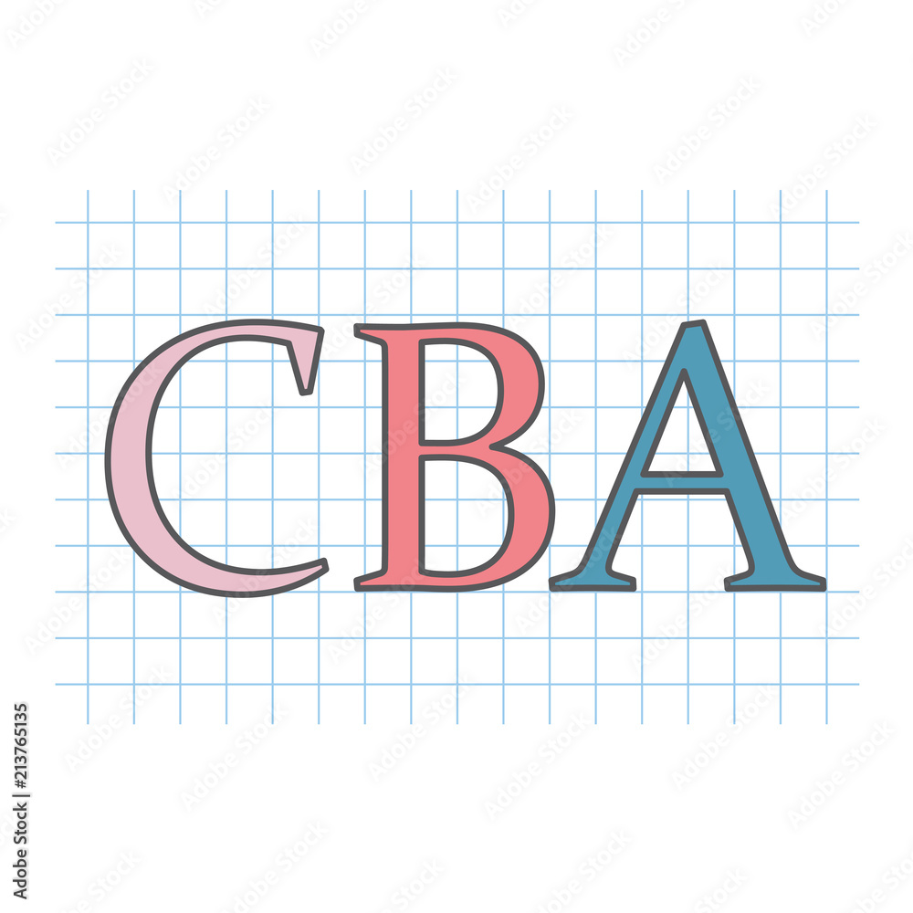 CBA (Cost–benefit Analysis) written on checkered paper sheet- vector illustration CBA (Cost–benefit Analysis) written on checkered paper sheet- vector illustration