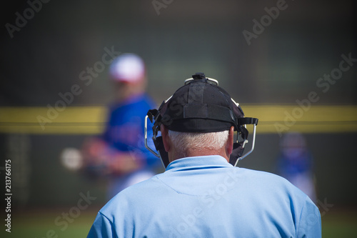 Wall Mural Plate umpire on baseball field, copy space
