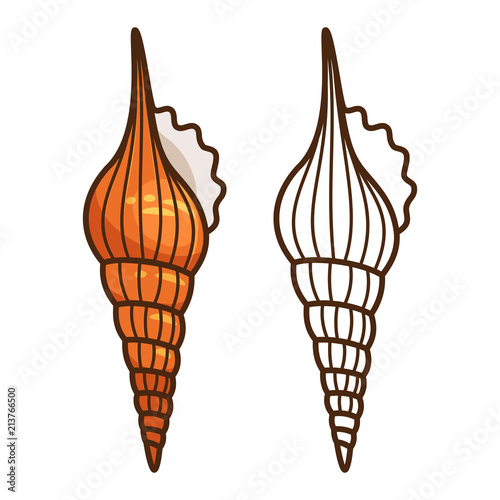 Cartoon sea shell kids coloring page