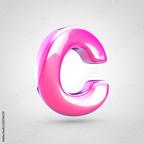 Pink letter C uppercase isolated on white background.