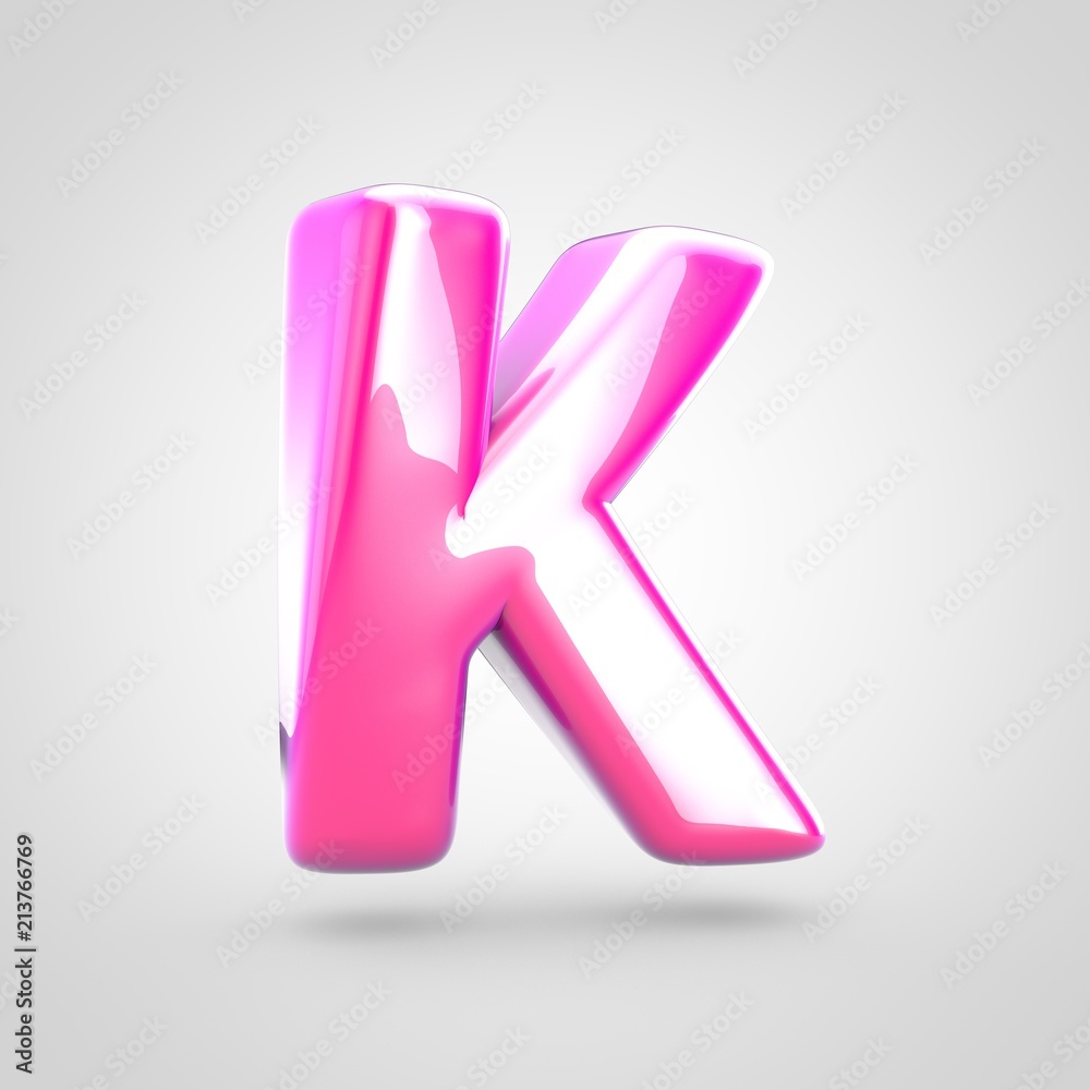 Pink letter K uppercase isolated on white background. Pink letter K uppercase isolated on white background.