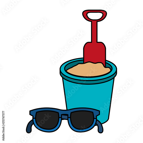 sand bucket with sunglasses
