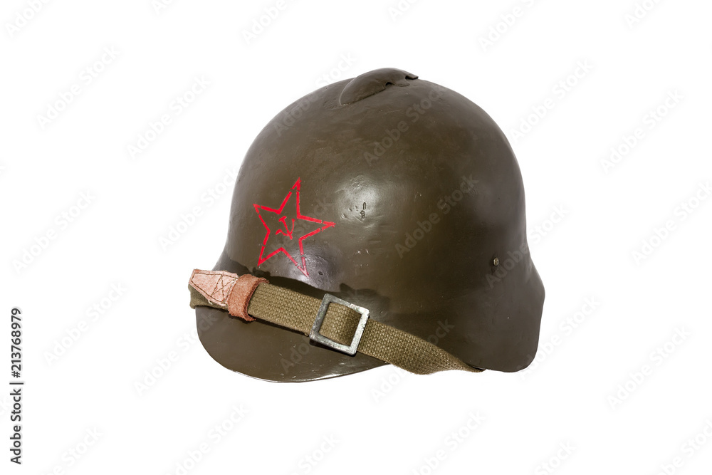 isolated military helmet of the Soviet army with the red star Stock Photo |  Adobe Stock