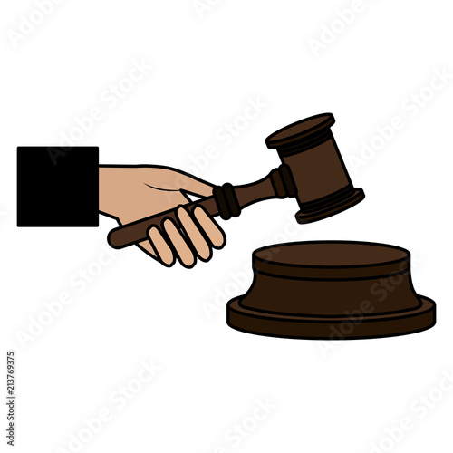 judge hand with justice hammer