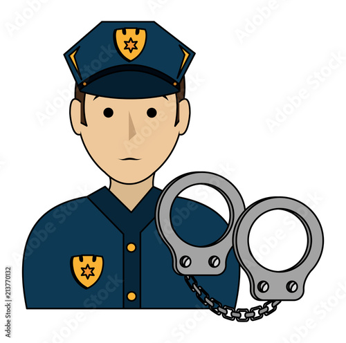 police officer with handcuffs character