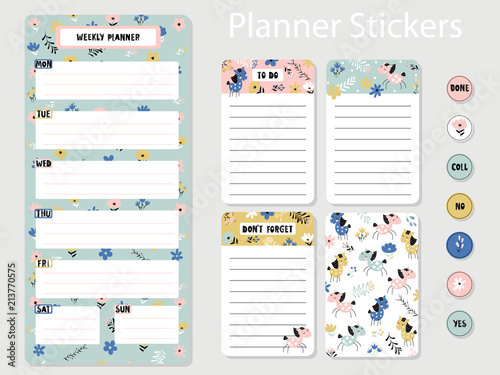 Planner stickers with horses and flowers