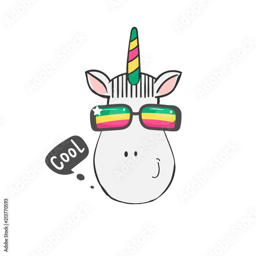 Illustration with funny unicorn face