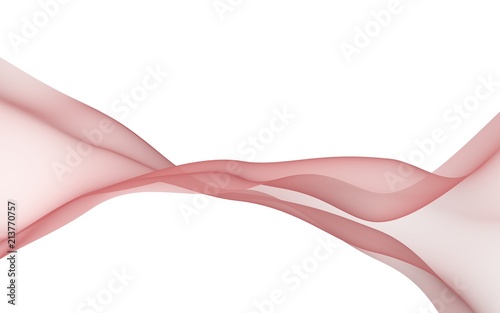 Abstract red wave. Bright red ribbon on white background. Red scarf. Abstract red smoke. Raster air background. 3D illustration