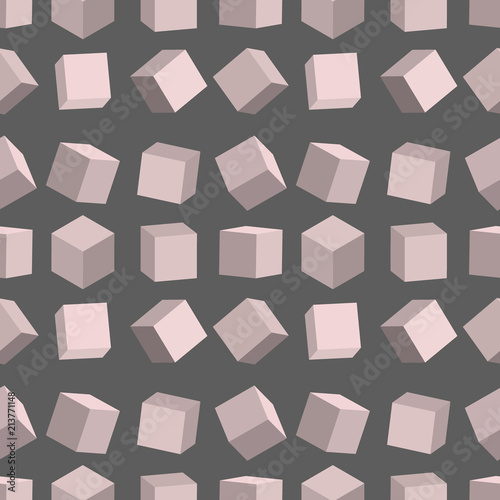 3D cubes seamless pattern vector box square geometric shape isometric block illustration.