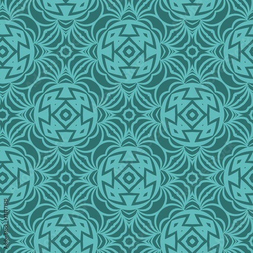 Seamless geometric pattern with floral abstract decoration. Vector illustration
