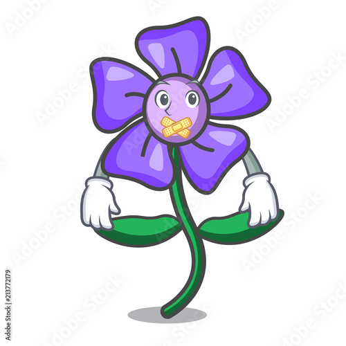 Silent periwinkle flower mascot cartoon