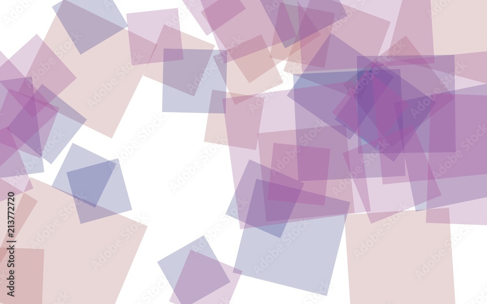 Obraz premium Multicolored translucent squares on white background. Red tones. 3D illustration