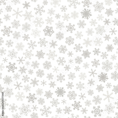 Christmas seamless pattern of snowflakes  gray on white background.