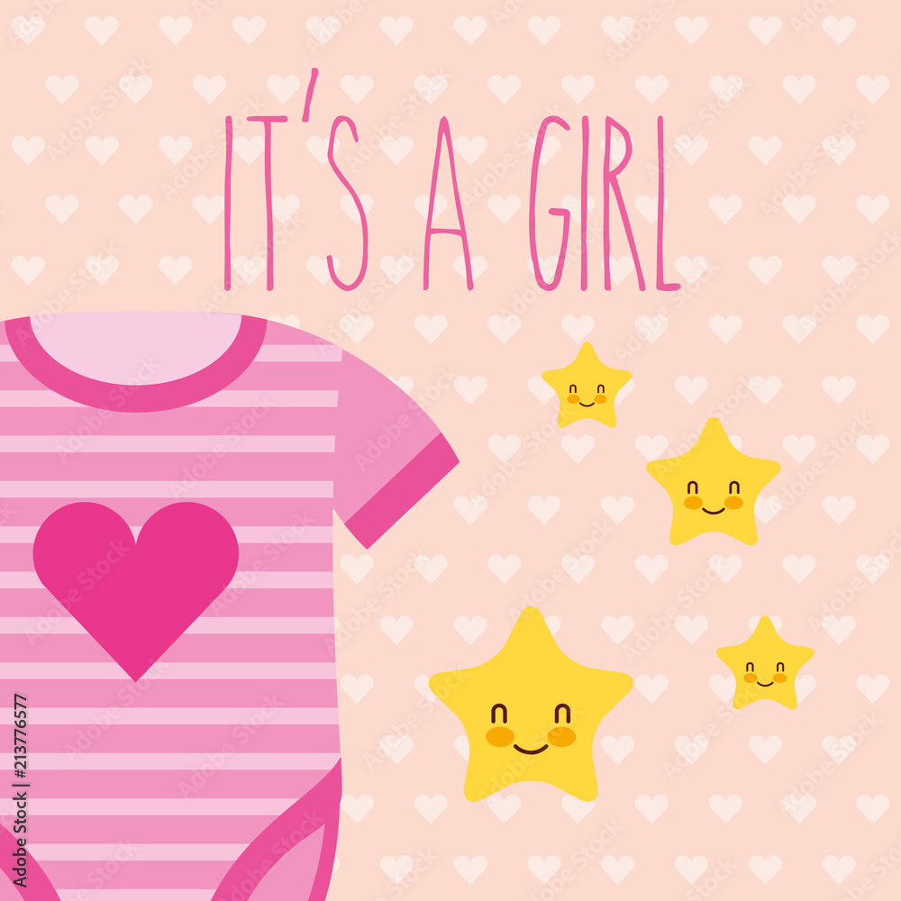 cute pink bodysuit and stars its a girl card cute pink bodysuit and stars its a girl card