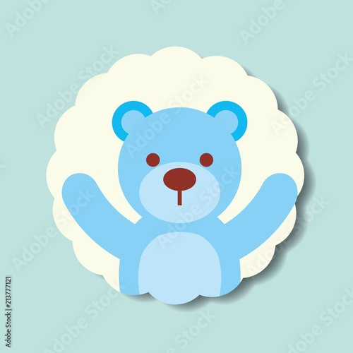 cute blue toy bear dotted background