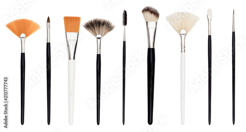 Makeup brush set. Isolated. White background
 photo