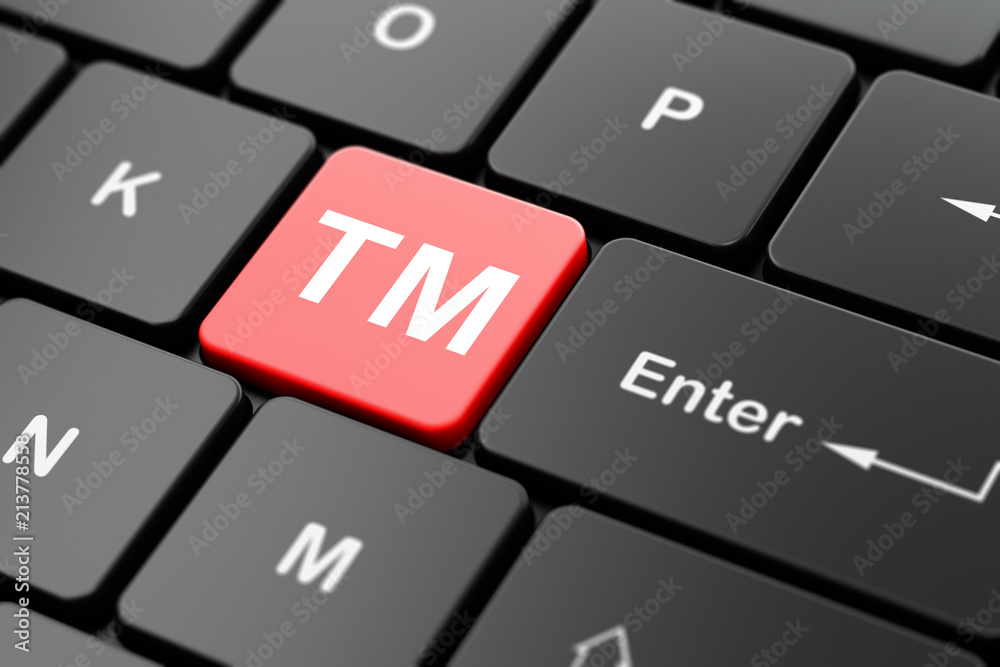 Law concept: computer keyboard with Trademark icon on enter button background, 3D rendering Law concept: computer keyboard with Trademark icon on enter button background, 3D rendering