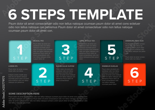 Vector progress six steps template