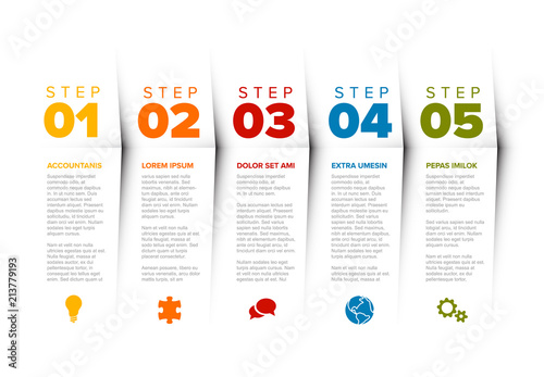 Vector progress five steps template