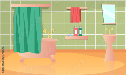 Flat illustration of Bathroom interior design.