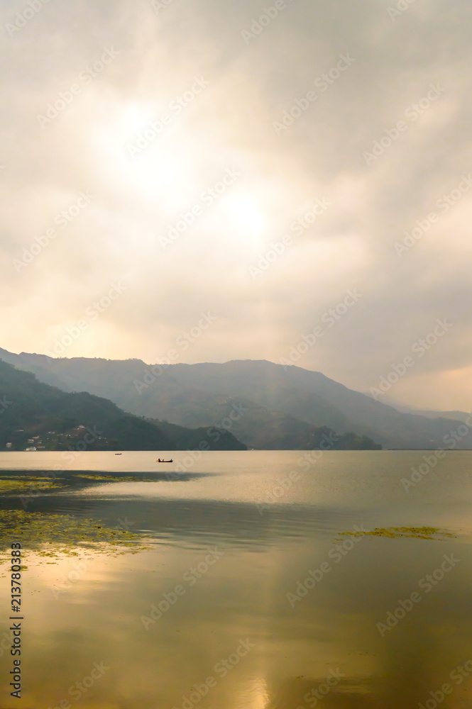 Fototapeta premium Marvelous Lake view from the bank of Pokhara Lake, Kathmandu City Nepal.