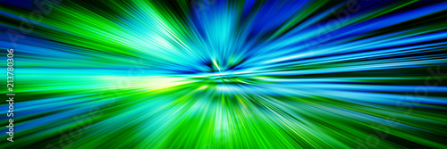 Hyperspace motion in galaxy. Concept of intergalactic travel. Starburst. Outer space. Multicolor abstract pattern. Panoramic illustration