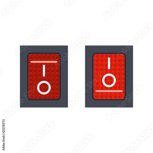 On off switch button vector flat icon isolated on a white background.