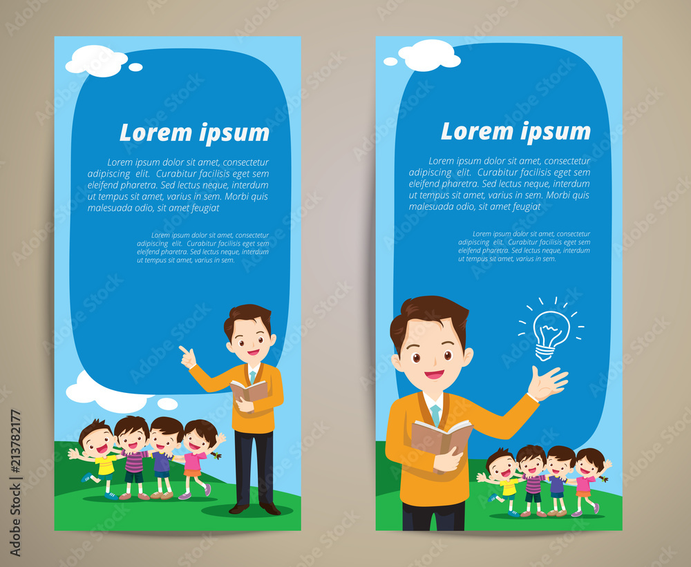education teacher children banner background เวกเตอร์สต็อก | Adobe Stock