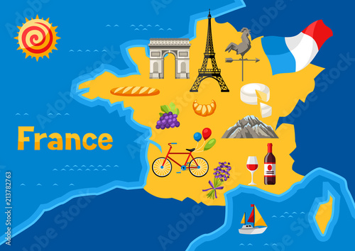 Illustration map of France.