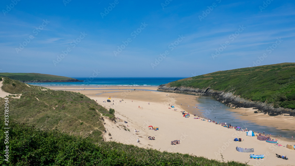 england, Cornwall,Crantock beach and holidaymakers