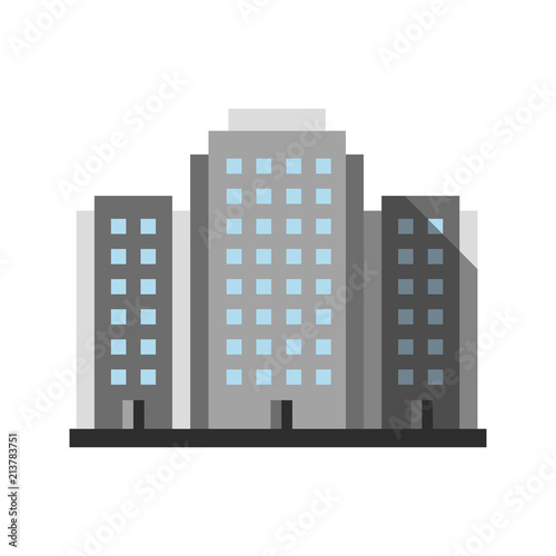Multi-story building flat design long shadow color icon