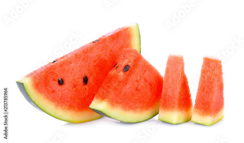 Watermelon slice on white background