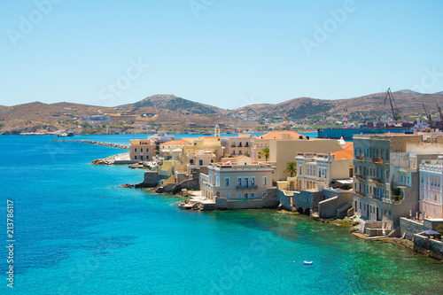 Picturesque Vaporia residential area at Ermoupolis  Syros greek island in Greece