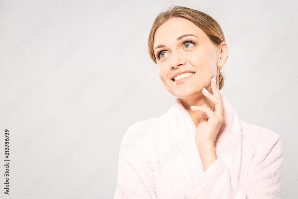 Beauty Woman face Portrait. Beautiful Spa model Girl with Perfect Fresh Clean Skin. Blonde female smiling. Youth and Skin Care Concept Beauty Woman face Portrait. Beautiful Spa model Girl with Perfect Fresh Clean Skin. Blonde female smiling. Youth and Skin Care Concept