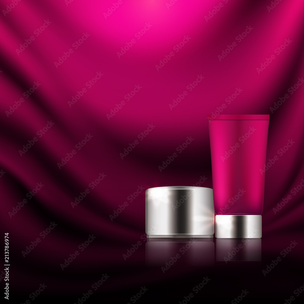 Set of realistic package for face loose powder, bb, cc cream with silver cap. Fashion and beauty professional product for make-up artist. Blank template of container. 3D vector mockup, illustration Set of realistic package for face loose powder, bb, cc cream with silver cap. Fashion and beauty professional product for make-up artist. Blank template of container. 3D vector mockup, illustration