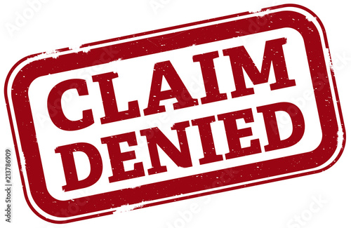 red grunge rubber stamp print with words CLAIM DENIED