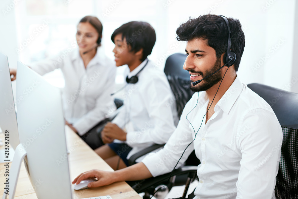 Operators Working On Hotline In Call-Center Operators Working On Hotline In Call-Center
