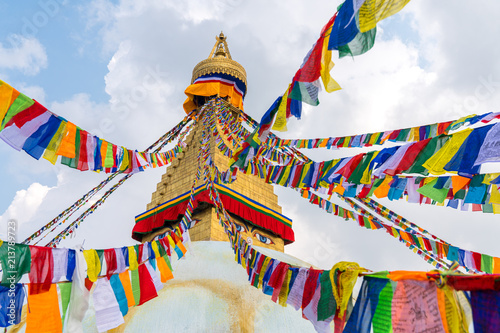 Fototapeta Boudhanath Stupa and prayer flags in Kathmandu