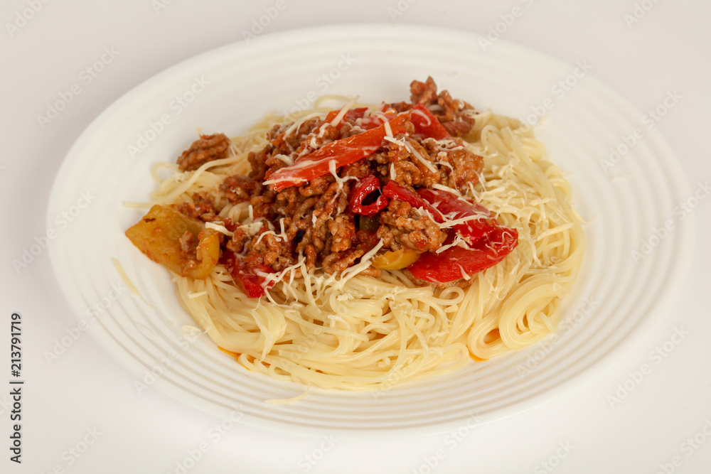 Pasta Bolognese with cheese