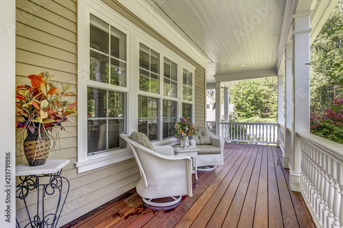 Large country home with wrap-around deck.