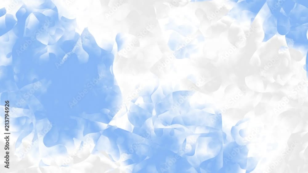 Moving irregular psychedelic waves. Smooth blue sky. Looping footage.
