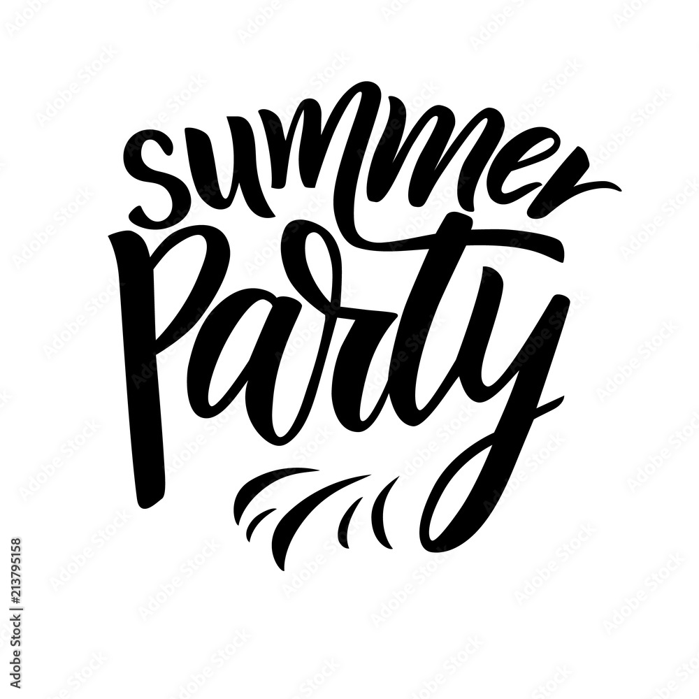 Phrase of Summer Party. Modern calligraphy lettering. Vector illustration. Phrase of Summer Party. Modern calligraphy lettering. Vector illustration.
