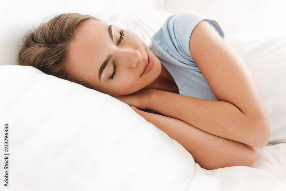 Close up of a pretty young woman sleeping Close up of a pretty young woman sleeping