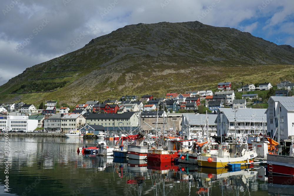 The port of Honningsvag, Honningsvag, Norway. Most northern city in Norway  